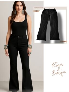 🌿Y2K Vintage Joe Benbasset Polyester Black Dress Pants LG (12-14), Tall